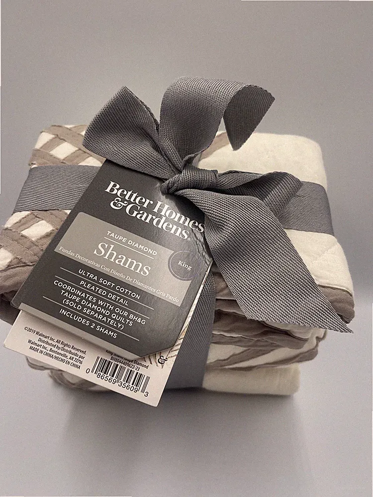 Better Homes & Gardens Taupe Diamond Cotton Shams, King, 2-Pieces NEW