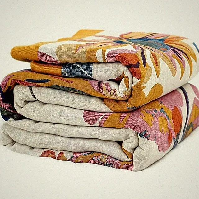 Cotton Boho Throw Blanket Reversible Lightweight Soft Muslin Floral Design New