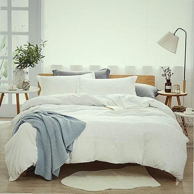 Duvet Cover Queen,Washed Microfiber Queen Size Duvet Cover Set,Solid Color -...