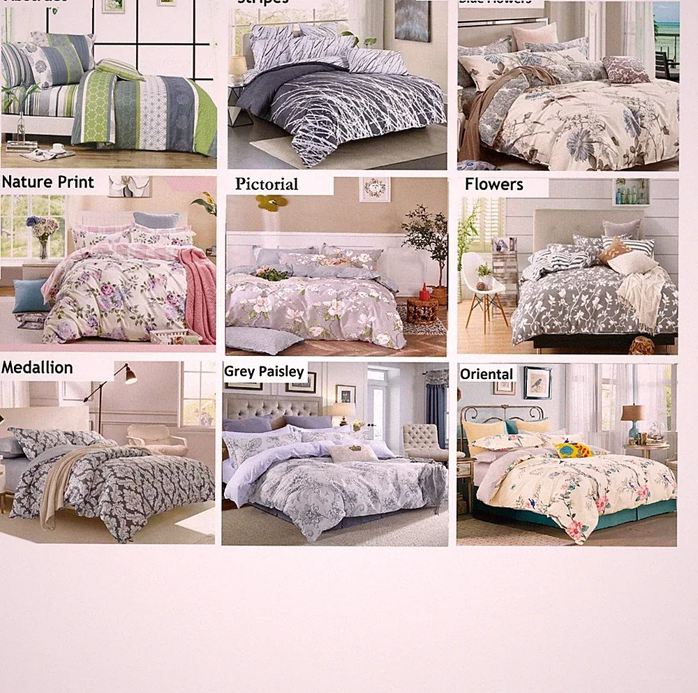 duvet cover set: 100% cotton: queen or king, 16 designs