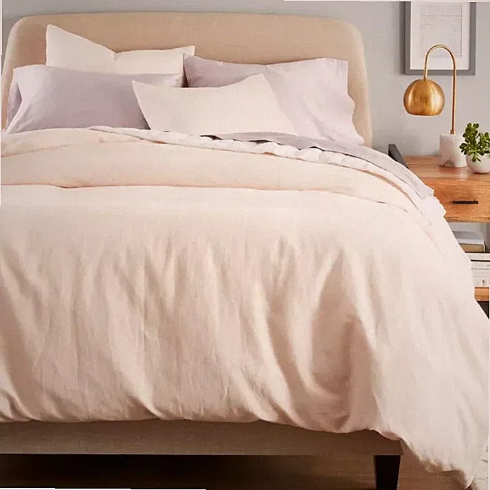 Nestwell Washed Linen Cotton 3-Piece Full/Queen Duvet Cover Set in Blush