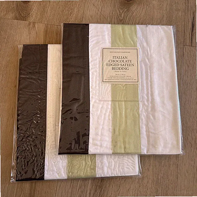 Restoration Hardware Italian Chocolate Edged Sateen - BOUDOIR Pillow Shams 26x26