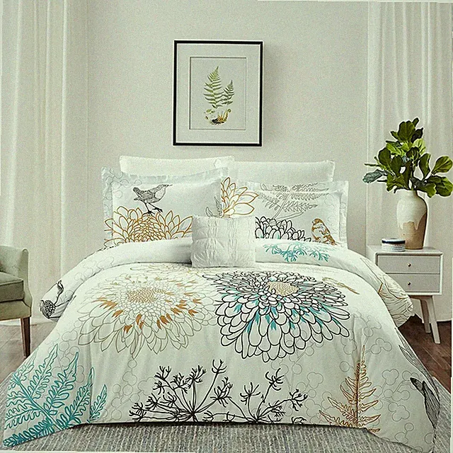 Style Quarters Birds 4 Pcs Comforter Sets 100% Cotton-King Size